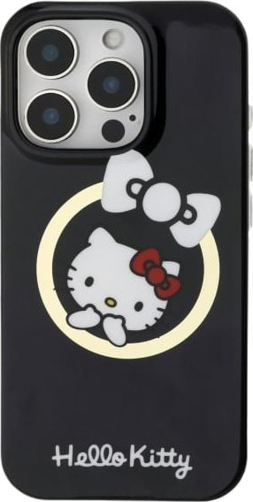 Mbulesë telefoni Hello Kitty HKHMP16SHFLBK për iPhone 16 6.1", hardcase MagSafe, e zezë