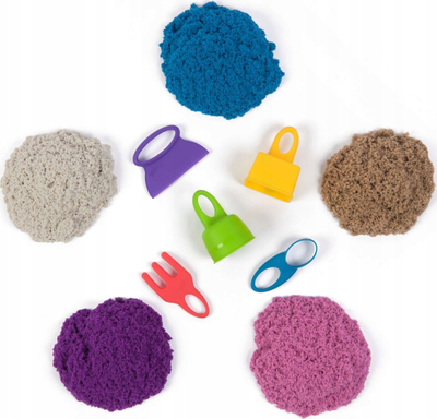 Set rërë kinetike Kinetic Sand Variety Case, 3 stile, 0.9kg, me 5 vegla