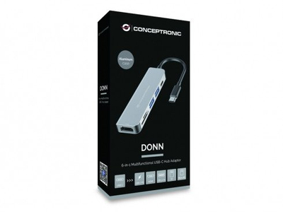 Док USB C Conceptronic, HDMI, 2x USB A, SD TF, 100W PD, сива боја