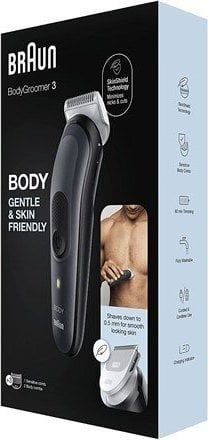 Trimmer trupi Braun Bodygroomer 3 BG3350, për meshkuj, me koka zëvendësuese, i zi