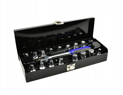 Set çelësash për tapa vaji Geko, 3/8", 18 copë, në kuti metalike
