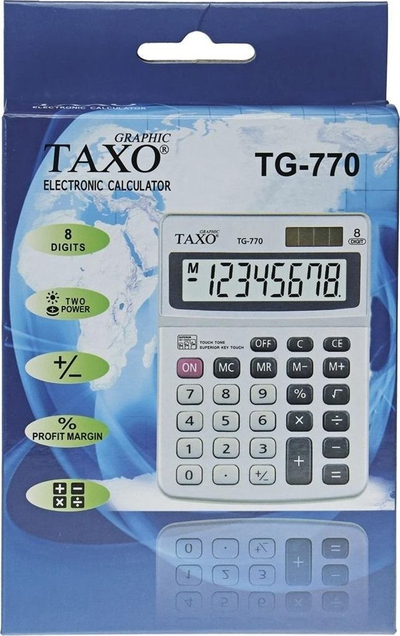 Kalkulator tavoline Titanum TG-770, me ekran të madh, ngjyrë argjendtë