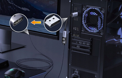 Adapter DisplayPort në HDMI UGREEN, 2 copë, 4K, kabllo e gërshetuar, i zi