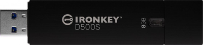 USB Kingston IronKey D500S, 8 GB, e zezë