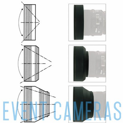 Parazol objektivi Kaiser Fototechnik 3 në 1, 72mm, i zi