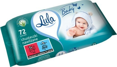 Peceta të lagura për bebe Lula Baby, aloe vera, 72 copë