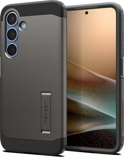 Kllëf telefoni Spigen Tough Armor MagSafe për Samsung Galaxy S25, gunmetal