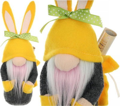 Figurinë zbukuruese Saska Gift and Decor Easter Holiday Bunny With Sack, lepurush Pashke, 20 cm, shumëngjyrësh