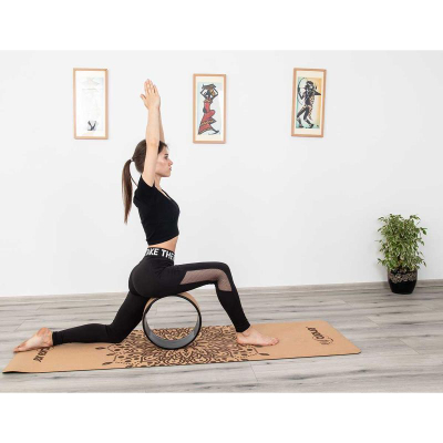 Rrotë joga Enero Fit prej tape (cork), 32 cm, tape natyrale, e zezë
