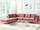 Kënd divani EVJA Velvet, 5 vende, me ottoman, rozë