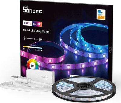 Shirit LED Sonoff L3 Pro, 5m, RGB, i zgjuar, shumëngjyrësh