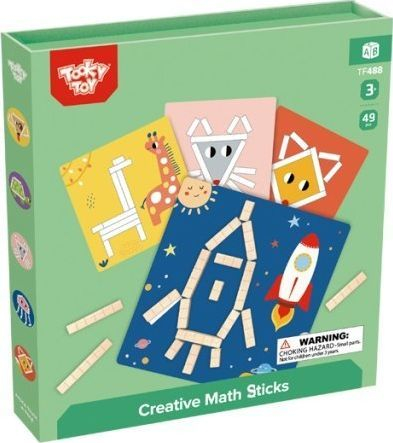 Loja edukative Tooky Toy Creative Math Sticks, 36 shkopinj magnetikë, 22 x 22 x 3 cm, shumëngjyrëshe
