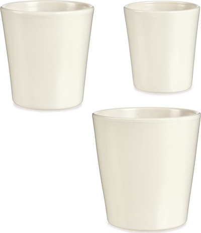Set vazo lulesh Ibergarden, 3 copa qeramike konike, 11 14 17cm, të bardha