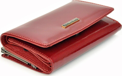 Portofol për goca Lorenti Red Premium, lëkurë natyrale, RFID, i kuq