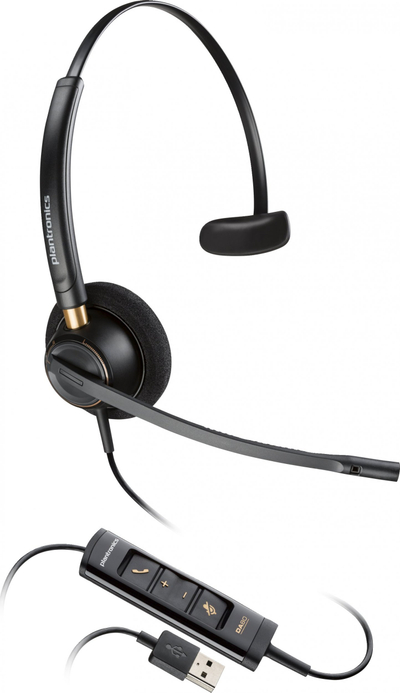 Headset Poly EncorePro 515-M 783R1AA, me kabllo, për zyra, i zi