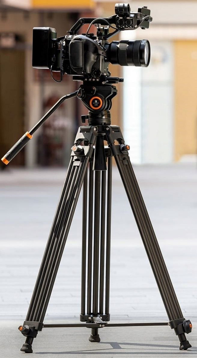 Tripod profesionist për video K&amp;F Concept KF09.121, 84–184 cm, kokë fluide 360°, i zi