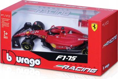 Model makine Bburago Ferrari F1-75, 1:43, metal, e kuqe
