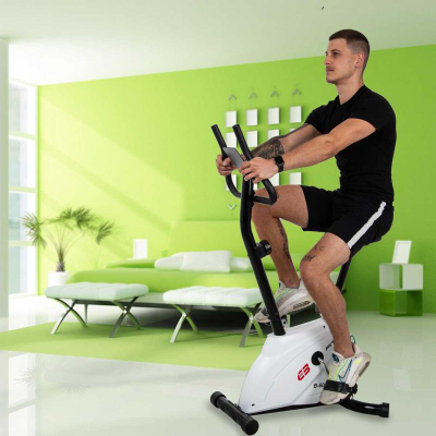 Biçikletë stërvitje magnetike Eb Fit B60, ekran LCD, rezistencë me rregullim me dorë, ngjyrë e bardhë