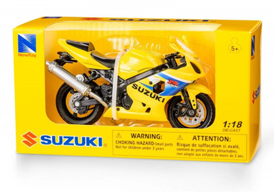 Lodër motor Daffi Suzuki GSX R600, model për koleksion 1:18, metal edhe plastik, i verdhë