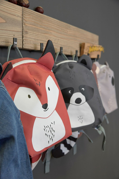 Çantë shpine fëmijësh Lassig Mini Backpack About Friends Raccoon, 3D rakun, gri e errët
