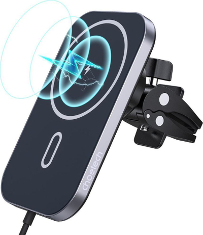 Безжичен магнетен полнач за автомобил Choetech MagLeap, 15W, монтирање на решетка, црн