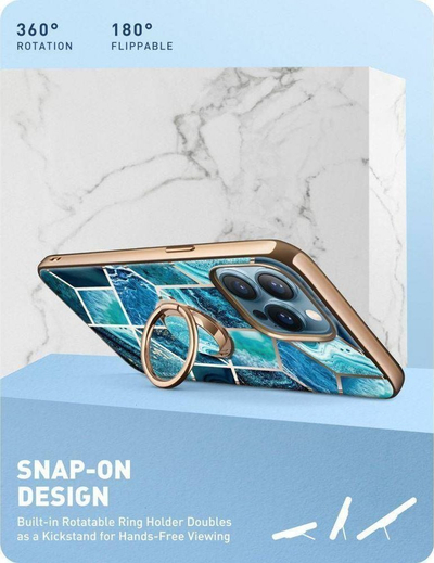 Maskë telefoni Supcase IBLSN Cosmo Snap për iPhone 13 Pro, me unazë 360°, Ocean Blue