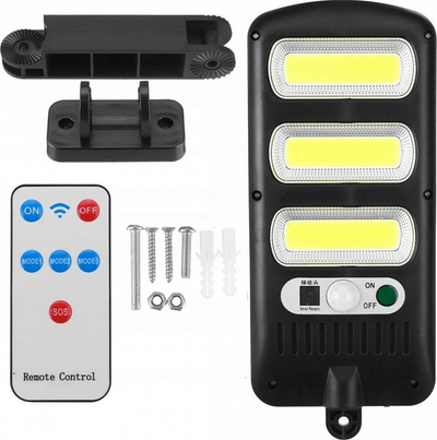 Llambë solare muri LTC, LED COB 24 W, 1800 lm, e zezë