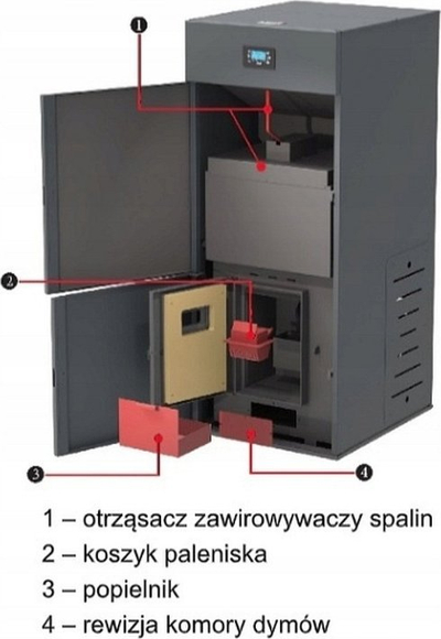 Kaldajë peleti Ferroli Biopellet Pro 24kW, rezervuar 105kg, gri