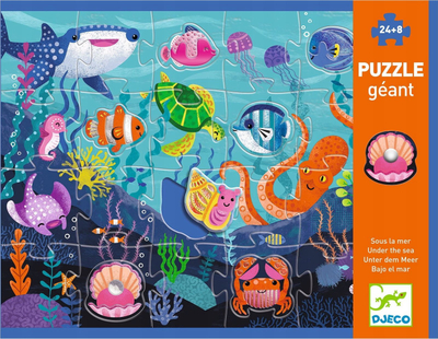 Puzzle taktil Djeco Tactilo Sea, 32 pjesë, me tekstura, shumëngjyrësh
