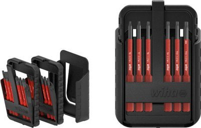 Set bitash tornavidhash Wiha slimBit Box 43161, 12 copë, për elektricistë, i kuq