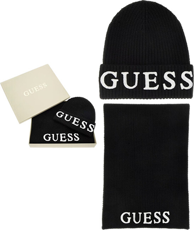 Set për femra Guess, kapele + shall, i zi