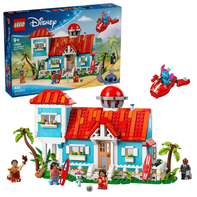 Lodër ndërtuese LEGO Lilo and Stitch Beach House, set ndërtimi, shumëngjyrëshe