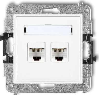 Prizë kompjuterike Karlik MINI Double MGK-2, 2xRJ45 Cat 5e, IP20, e bardhë