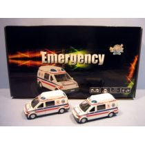Lodër ambulancë metal HIPO HKG004P, 14cm, me dritë edhe zë, e bardhë