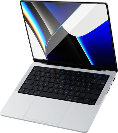 Mbrojtës ekrani Spigen Glass FC për MacBook Pro 14" 2021, xham i fortë, kornizë e zezë