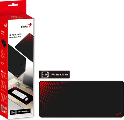 Mousepad Genius G-Pad 700S, 2.5 mm, tekstil, i zi me të kuqe