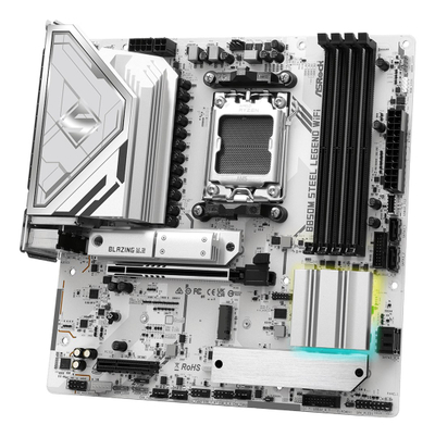 Матична плоча ASRock B850M Steel Legend WiFi, AMD AM5, Micro ATX, бела