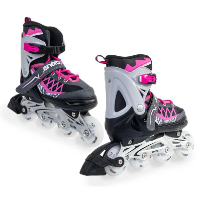 Patina inline Enero PRO LED 4 në 1, të rregullueshme 30-33, me LED, rozë me të zezë