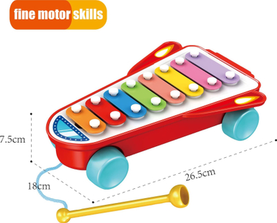 Ksilofon lodër Woopie Happy Rocket Piano, për kalamaj 18m+, i kuq