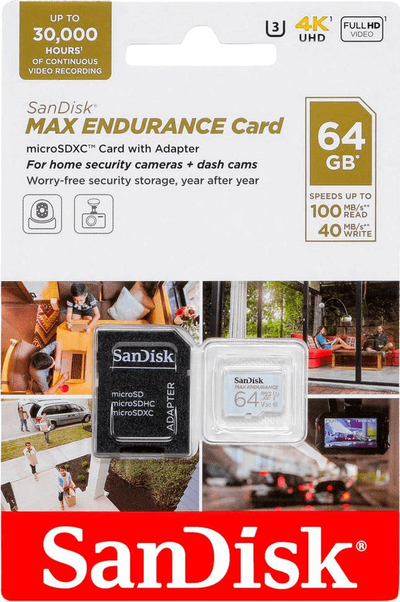 Kartë memorje SanDisk Max Endurance microSDXC, 64GB, Class 10 UHS I U3 V30