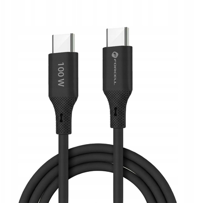 Kabllo USB Forcell F-ENERGY C347, USB C në USB C, 1 m, 100W, e zezë