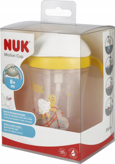 Чаша за деца НУК Motion Cup, 230 ml, 8m+, жолта