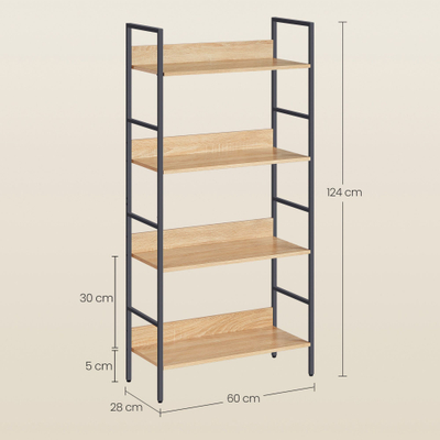 Raft LEOBERT Shelf, 73x17x35 cm, 4 rafte, ngjyrë sonoma