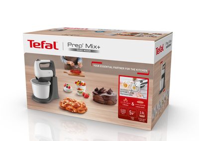 Mikser Tefal PrepMix Plus HT464138, 500W, me bazë qëndrimi, gri e bardhë