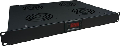 Панел за вентилација Alantec 19" 1U, 4 вентилатори, дигитален термостат, црн