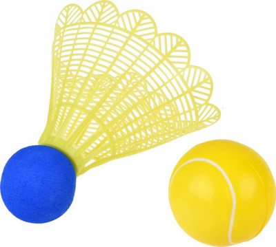 Set lodër badminton tenisi SP0700, 2 racheta plastike, top shkumë dhe shatll, shumëngjyrësh