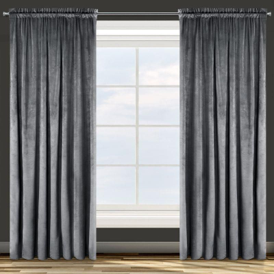 Perde kadife Eurofirany Drape 386719, 140x270cm, poliester, grafit