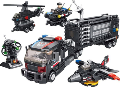Сет за градење PANLOS Brick SWAT 659006, 672 парчиња, 6 во 1, црн