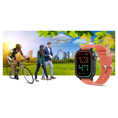 Smartwatch Gravity GT15-3, ekran 2.04", Bluetooth 5.0, i zi me rrip të kuq
