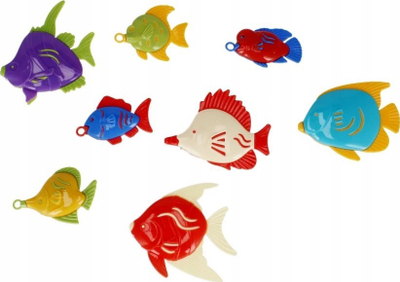 Игра со риби Mega Creative Little Fish 532399, 8 риби, 1 стап за риболов, повеќебојна